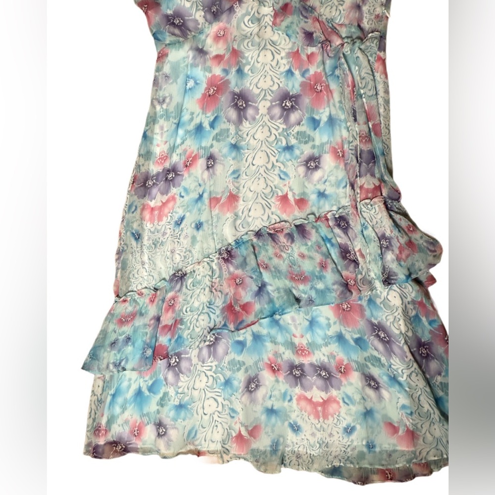 Sundance Fairycore Dress Size 14 Womens 100% Silk Sleeveless Ruffled Tiered Midi - Picture 3 of 10